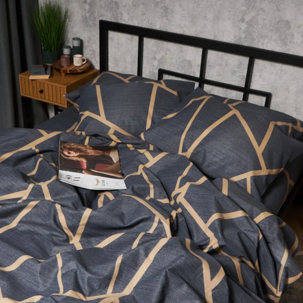 Фото - Комплект постільної білизни Moon&Star Мікросатин Premium Deep Blue Luxe 160х220х2 нав. 2х70х70 (MS-820009902)