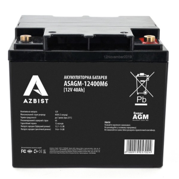 Фото - Акумулятор для ДБЖ Azbist Super AGM Black Case 12V 40.0Ah (ASAGM-12400M6)
