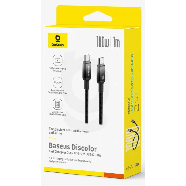 Фото - Кабель Baseus Discolor Series Fast Charging Cable USB-C to USB-C 100W 1m Cluster Black (P10374902111-00)