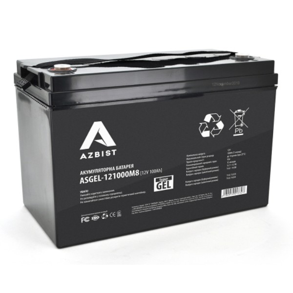 Фото - Акумулятор для ДБЖ Azbist 12V 100.0Ah (ASGEL-121000M8) Фото - Акумулятор для ДБЖ Azbist 12V 100.0Ah (ASGEL-121000M8)