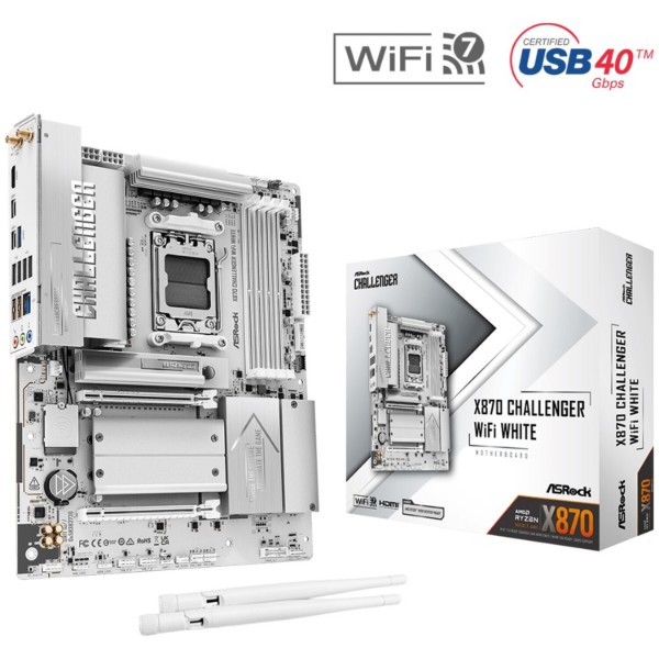Фото - Материнська плата ASRock X870 CHALLENGER WIFI WHITE 4xDDR5