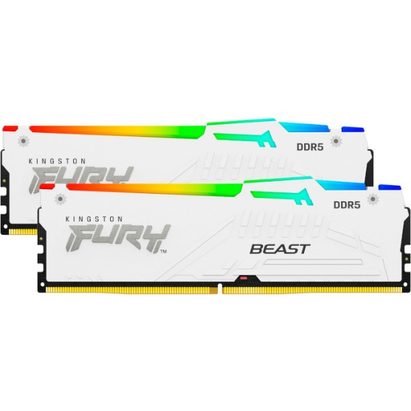Фото - Пам'ять DDR Kingston Fury Beast White RGB DDR5 2x16 32GB/5600 (KF556C40BWAK2-32)