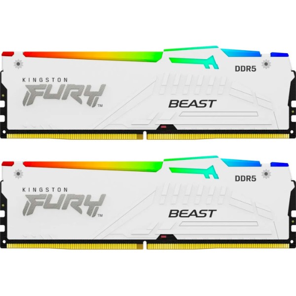 Фото - Пам'ять DDR Kingston Fury Beast White RGB DDR5 2x16 32GB/5600 (KF556C40BWAK2-32)