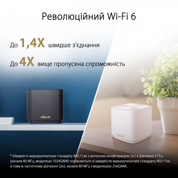 Фото - MESH система WiFi6 ZenWiFi XD4 Black (XD4-1PK-BLACK)