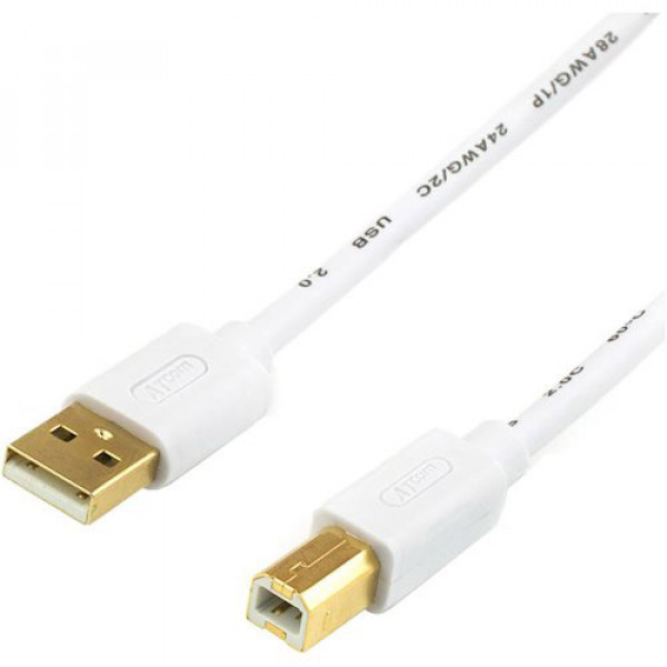 Фото - Кабель USB type A - USB type B Atcom USB 2.0 AM/BM 1.8m White (13423)
