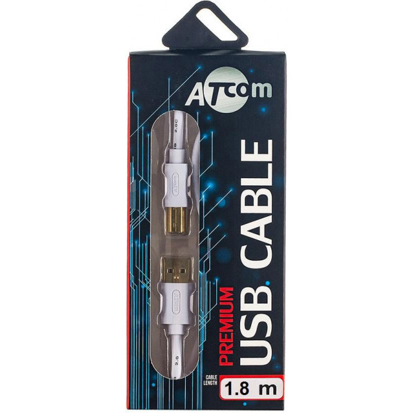 Фото - Кабель USB type A - USB type B Atcom USB 2.0 AM/BM 1.8m White (13423)