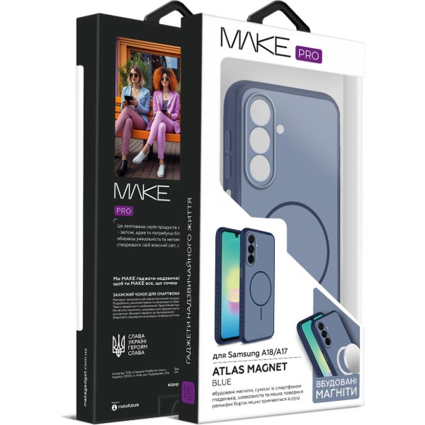 Фото - Чехол для смартфона MAKE Atlas Magnet for Samsung Galaxy A18/A17, Blue (MTLSM-SA18/SA17BL)