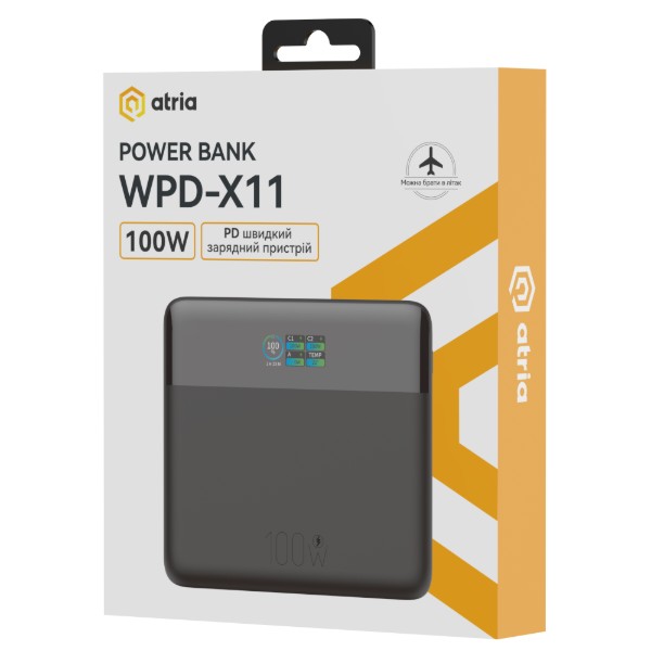 Фото - Батарея мобильная ATRIA 100W USB-C laptop/phone 20000mAh (WPD-X11)