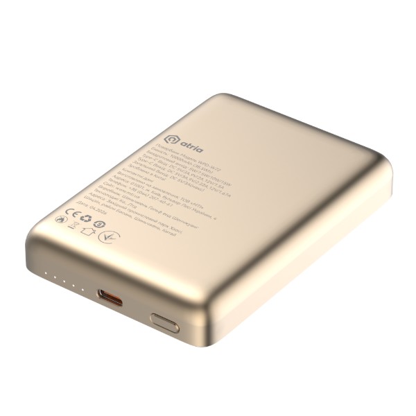 Фото - Батарея мобильная ATRIA PD20W USB-C 15W Wireless MagSafe 10000mAh gold (WPD-W72G)