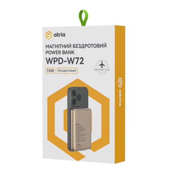 Фото - Батарея мобильная ATRIA PD20W USB-C 15W Wireless MagSafe 10000mAh gold (WPD-W72G)