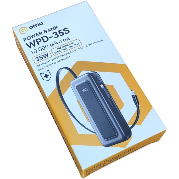 Фото - Батарея мобільна ATRIA PD35W USB-C 10000mAh (WPD-35S)