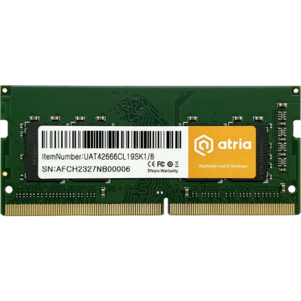 Фото - Память DDR ATRIA SO-DIMM DDR4 8/2666 (UAT42666CL19SK1/8)