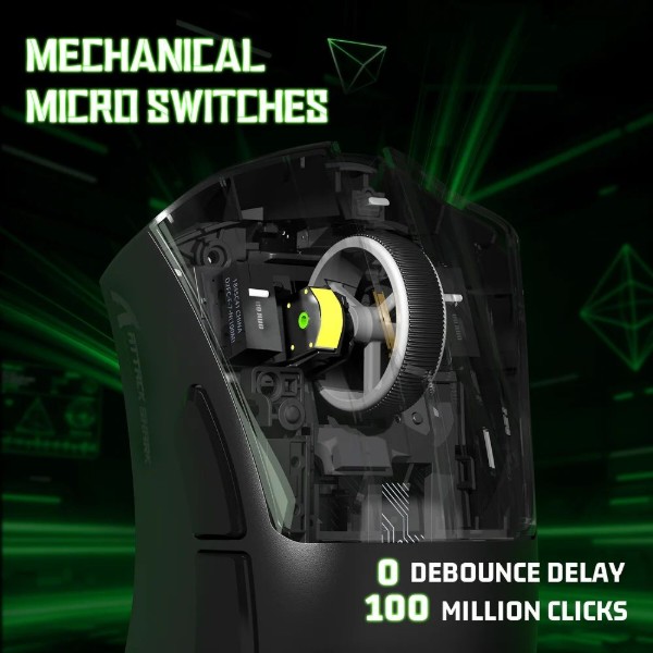 Фото - Миша бездротова ігрова Attack Shark V3 Ultra-Light, Wireless, PAW3311 сенсор, 25000dpi., 6кн., Black (V3B_AS)