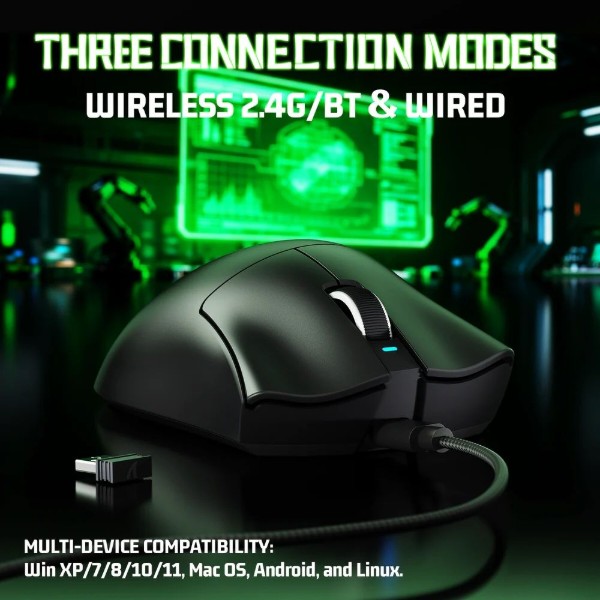 Фото - Миша бездротова ігрова Attack Shark V3 Ultra-Light, Wireless, PAW3311 сенсор, 25000dpi., 6кн., Black (V3B_AS)