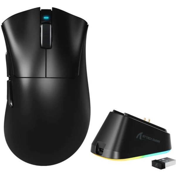 Фото - Мышь беспроводная игровая Attack Shark V3Pro Ultra-Light, Wireless/Bluetooth, 25000dpi. (PAW3311), 6кн., Black (V3PROB_AS)