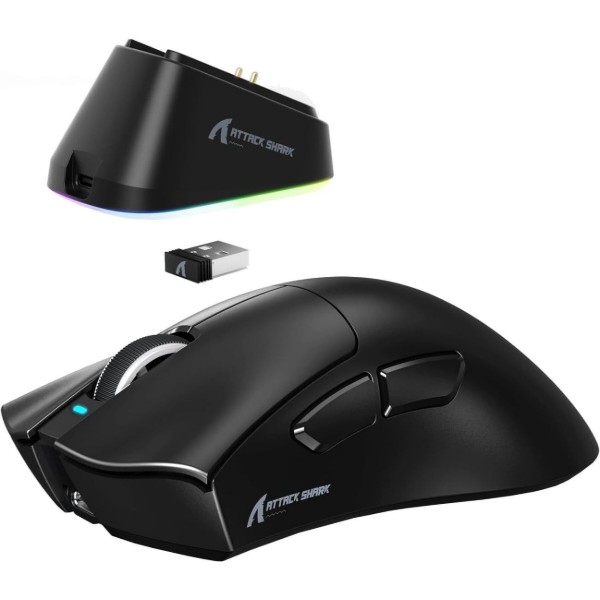 Фото - Мышь беспроводная игровая Attack Shark V3Pro Ultra-Light, Wireless/Bluetooth, 25000dpi. (PAW3311), 6кн., Black (V3PROB_AS)