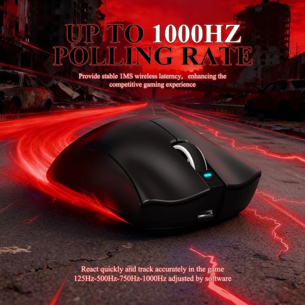 Фото - Мышь беспроводная игровая Attack Shark V3Pro Ultra-Light, Wireless/Bluetooth, 25000dpi. (PAW3311), 6кн., Black (V3PROB_AS)