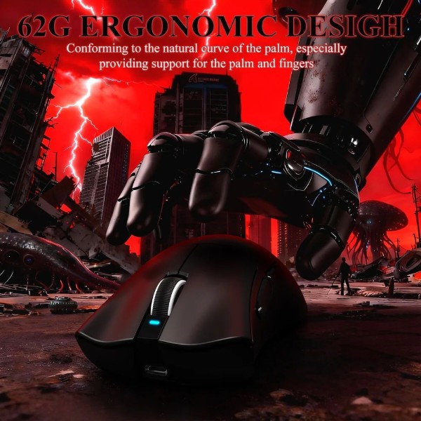 Фото - Мышь беспроводная игровая Attack Shark V3Pro Ultra-Light, Wireless/Bluetooth, 25000dpi. (PAW3311), 6кн., Black (V3PROB_AS)