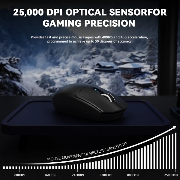 Фото - Мышь беспроводная игровая Attack Shark G3 PRO, Wireless/Bluetooth, 25000dpi. (PAW3311), 6кн., Black (G3PROB_AS)