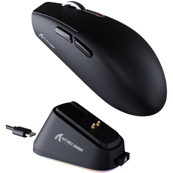 Фото - Мышь беспроводная игровая Attack Shark G3 PRO, Wireless/Bluetooth, 25000dpi. (PAW3311), 6кн., Black (G3PROB_AS)