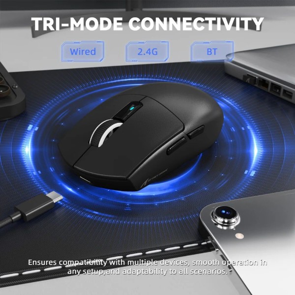 Фото - Мышь беспроводная игровая Attack Shark G3 PRO, Wireless/Bluetooth, 25000dpi. (PAW3311), 6кн., Black (G3PROB_AS)