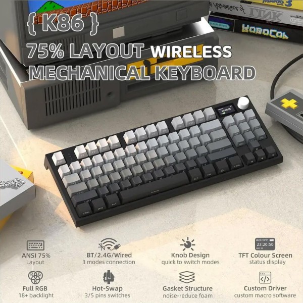 Фото - Клавиатура беспроводная игровая Attack Shark K86 87кл.RGB,Wireless, Blue Whale,Moonlit Night (K86MN_AS)