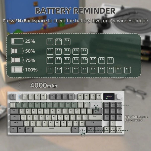 Фото - Клавиатура беспроводная игровая Attack Shark K86 87кл.RGB,Wireless, Business Gray (K86BG_AS)