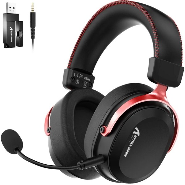 Фото - Гарнітура бездротова ігрова Attack Shark L30PRO Wireless,2.4GHz/Bluetooth/3.5mm AUX/AUX-to-Type-C,Black and Red (L30PROBR_AS)