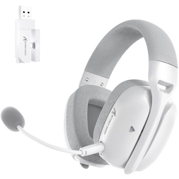 Фото - Гарнітура бездротова ігрова Attack Shark L80PRO Wireless, 2.4GHz/Bluetooth/3.5mm White (L80PROW_AS)