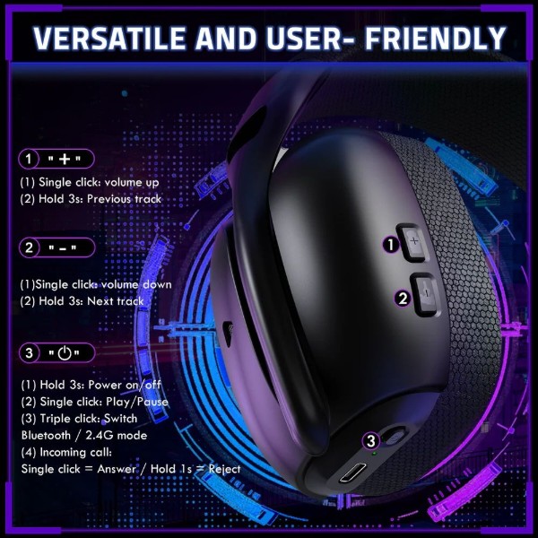 Фото - Гарнітура бездротова ігрова Attack Shark L80PRO Wireless, 2.4GHz/Bluetooth/3.5mm Black (L80PROB_AS)