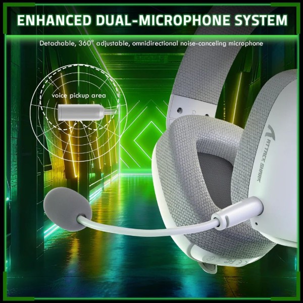Фото - Гарнітура бездротова ігрова Attack Shark L80PRO Wireless, 2.4GHz/Bluetooth/3.5mm White (L80PROW_AS)