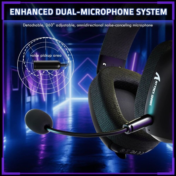 Фото - Гарнітура бездротова ігрова Attack Shark L80PRO Wireless, 2.4GHz/Bluetooth/3.5mm Black (L80PROB_AS)