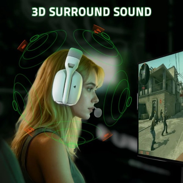 Фото - Гарнітура бездротова ігрова Attack Shark L80PRO Wireless, 2.4GHz/Bluetooth/3.5mm White (L80PROW_AS)
