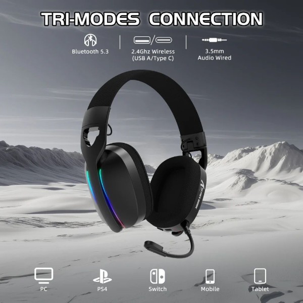 Фото - Гарнітура бездротова ігрова Attack Shark L90 Wireless,2.4GHz/Bluetooth/3.5mm PS4/PS5/Switch/Xbox/Mac/PC Black (L90B_AS)