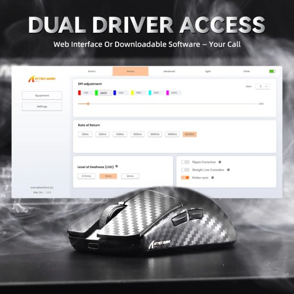 Фото - Мышь беспроводная игровая Attack Shark R11 Ultra, Wireless/Bluetooth, 42000dpi. (PAW3950MAX) 6кн., Phantom Shark (R11ULTRAPS_AS)
