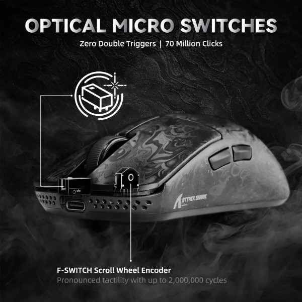 Фото - Мышь беспроводная игровая Attack Shark R11 Ultra, Wireless/Bluetooth, 42000dpi, (PAW3950MAX), 6кн., Ink Blade (R11ULTRAIB_AS)