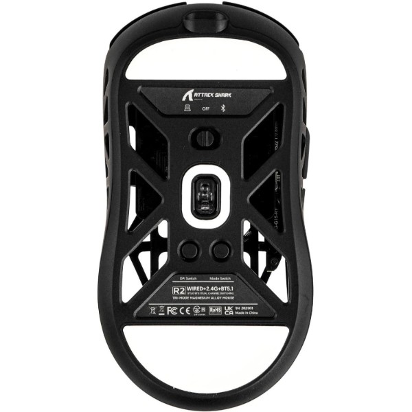 Фото - Мышь беспроводная игровая Attack Shark R2, Wireless/Bluetooth, 42000dpi, (PAW3950), 6кн., Black (R2B_AS)