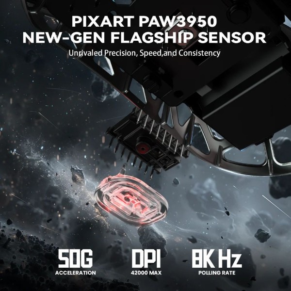 Фото - Мышь беспроводная игровая Attack Shark R2, Wireless/Bluetooth, 42000dpi, (PAW3950), 6кн., Black (R2B_AS)