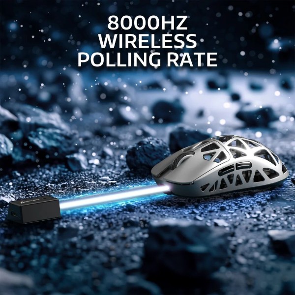 Фото - Мышь беспроводная игровая Attack Shark R2, Wireless/Bluetooth, 42000dpi. (PAW3950), 6кн., Silver gray (R2SGR_AS)