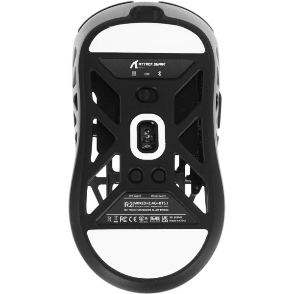 Фото - Мышь беспроводная игровая Attack Shark R2, Wireless/Bluetooth, 42000dpi. (PAW3950), 6кн., Silver gray (R2SGR_AS)