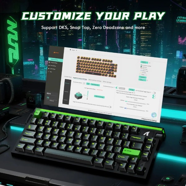 Фото - Клавіатура дротова ігрова Attack Shark R85 HE 79кл. RGB, USB-C, Magnetic Switch Green (AS-6972792472539-F-UA)