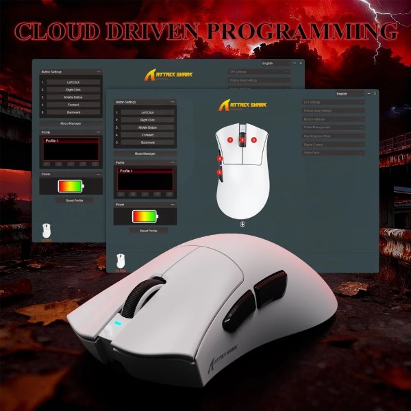 Фото - Мышь беспроводная игровая Attack Shark V3Pro Ultra-Light, Wireless/Bluetooth, 25000dpi. (PAW3311), 6кн., White (V3PROW_AS)