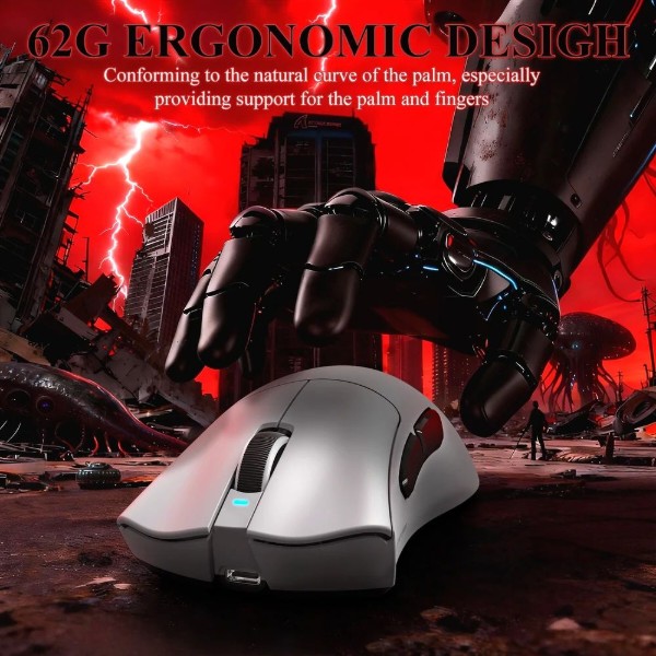 Фото - Мышь беспроводная игровая Attack Shark V3Pro Ultra-Light, Wireless/Bluetooth, 25000dpi. (PAW3311), 6кн., White (V3PROW_AS)