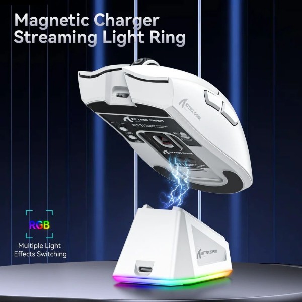 Фото - Миша бездротова ігрова Attack Shark X11, Wireless/Bluetooth, 22000dpi. (PAW3311), 6кн., White (X11W_AS)