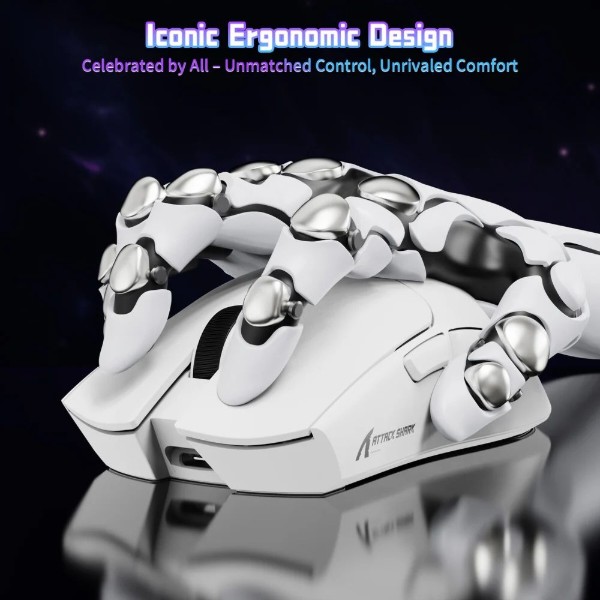 Фото - Мышь беспроводная игровая Attack Shark X11SE, Wireless/Bluetooth, 22000dpi. (PAW3311), 6кн., White (X11SEW_AS)