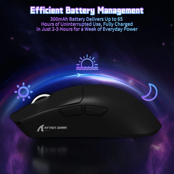 Фото - Мышь беспроводная игровая Attack Shark X11SE, Wireless//Bluetooth, 22000dpi. (PAW3311), 6кн., Black (X11SEB_AS)