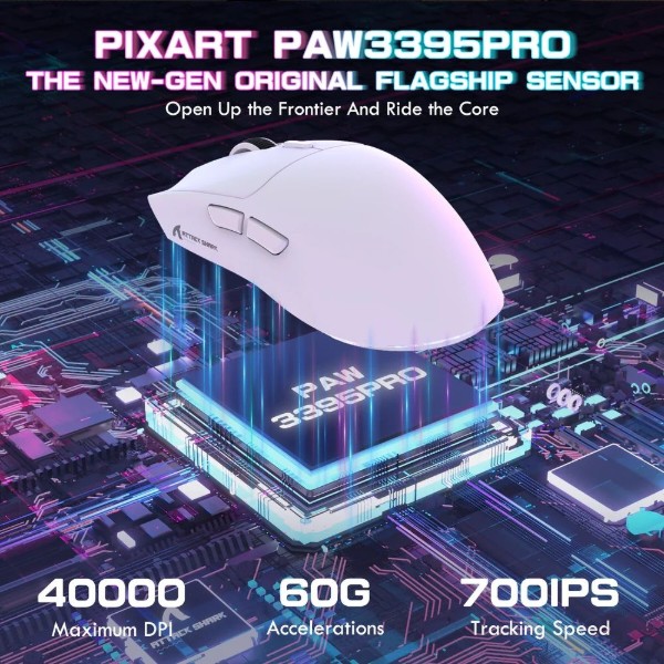 Фото - Миша бездротова ігрова Attack Shark X1, Wireless/Bluetooth, 40000dpi. (PAW3395PRO), 6кн., White (X1W_AS)