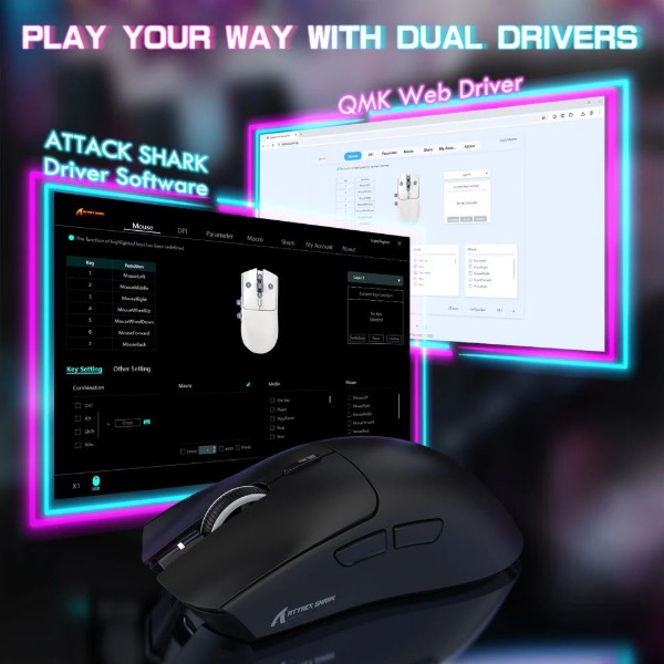 Фото - Миша бездротова ігрова Attack Shark X1, Wireless/Bluetooth, 40000dpi. (PAW3395PRO), 6кн., Black (X1B_AS)