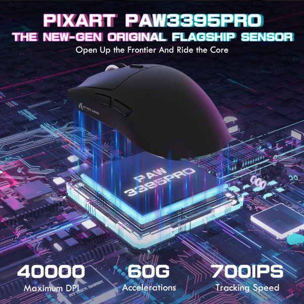Фото - Миша бездротова ігрова Attack Shark X1, Wireless/Bluetooth, 40000dpi. (PAW3395PRO), 6кн., Black (X1B_AS)