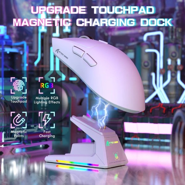 Фото - Миша бездротова ігрова Attack Shark X1, Wireless/Bluetooth, 40000dpi. (PAW3395PRO), 6кн., White (X1W_AS)